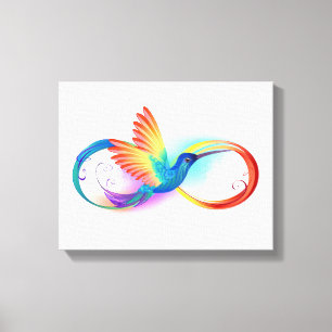 Rainbow Hummingbird with Infinity symbol Canvas Print