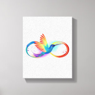 Rainbow Hummingbird with Infinity symbol Canvas Print