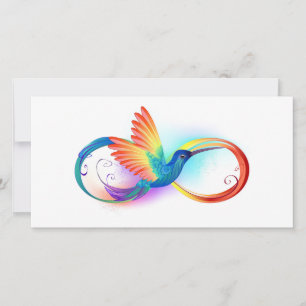 Rainbow Hummingbird with Infinity symbol Card