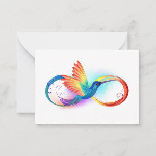 Rainbow Hummingbird with Infinity symbol Card