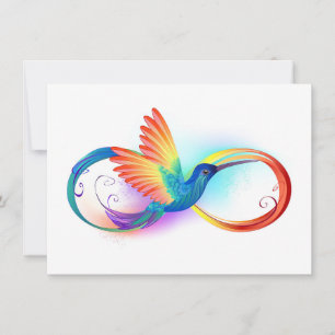 Rainbow Hummingbird with Infinity symbol Card