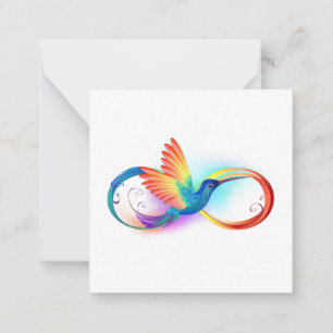 Rainbow Hummingbird with Infinity symbol Card