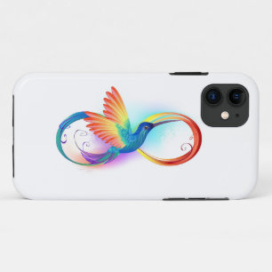Rainbow Hummingbird with Infinity symbol iPhone 11 Case
