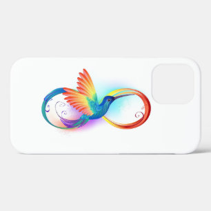 Rainbow Hummingbird with Infinity symbol iPhone 12 Case
