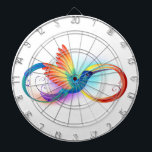 Rainbow Hummingbird with Infinity symbol Dartboard<br><div class="desc">Beautiful infinity tattoo with rainbow hummingbird. Rainbow bird.</div>
