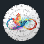 Rainbow Hummingbird with Infinity symbol Dartboard<br><div class="desc">Beautiful infinity tattoo with rainbow hummingbird. Rainbow bird.</div>