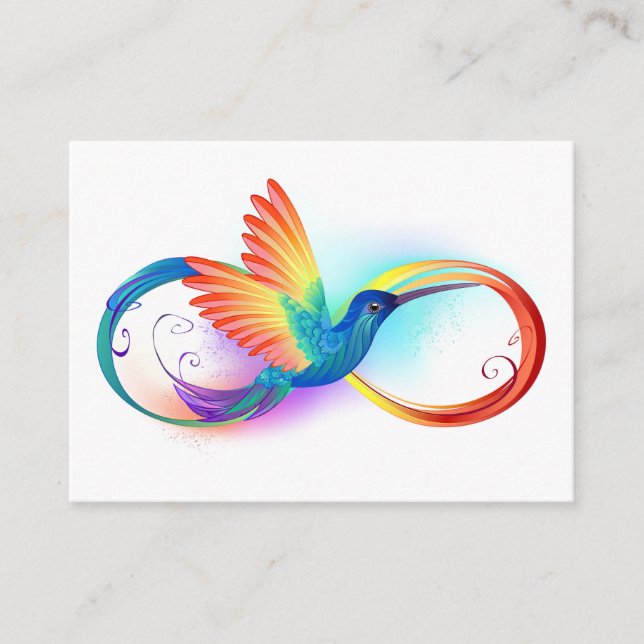 Rainbow Hummingbird with Infinity symbol Discount Card (Front)