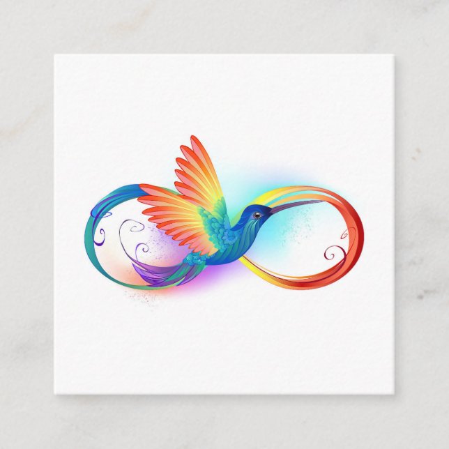 Rainbow Hummingbird with Infinity symbol Enclosure Card (Front)