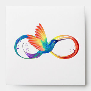 Rainbow Hummingbird with Infinity symbol Envelope
