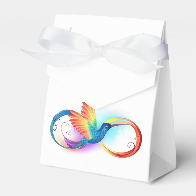 Rainbow Hummingbird with Infinity symbol Favor Box (Front Side)