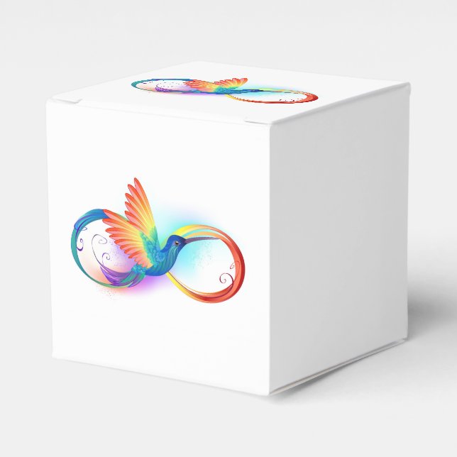 Rainbow Hummingbird with Infinity symbol Favor Box (Front Side)