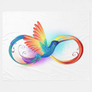 Rainbow Hummingbird with Infinity symbol Fleece Blanket