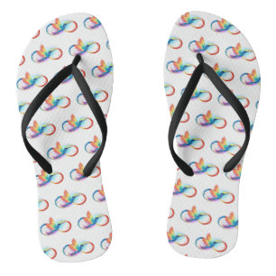 Rainbow Hummingbird with Infinity symbol Flip Flops