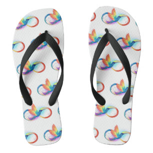 Rainbow Hummingbird with Infinity symbol Flip Flops