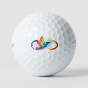 Rainbow Hummingbird with Infinity symbol Golf Balls