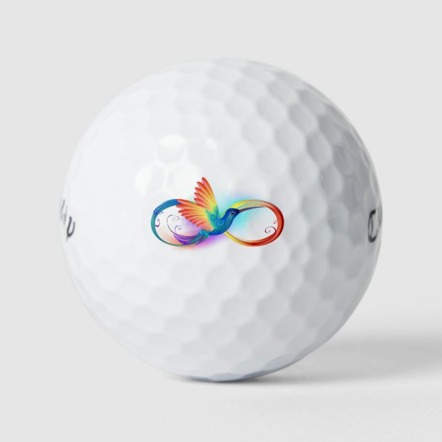 Rainbow Hummingbird with Infinity symbol Golf Balls (Front)