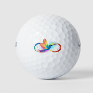 Rainbow Hummingbird with Infinity symbol Golf Balls