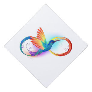 Rainbow Hummingbird with Infinity symbol Graduation Cap Topper
