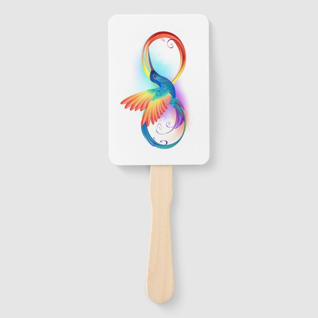 Rainbow Hummingbird with Infinity symbol Hand Fan (Front)
