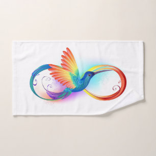 Rainbow Hummingbird with Infinity symbol Hand Towel
