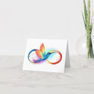 Rainbow Hummingbird with Infinity symbol Holiday Card