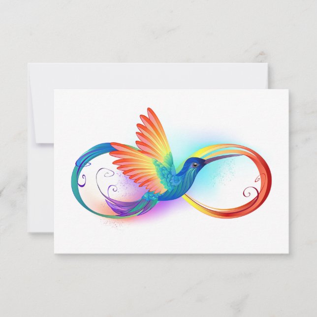Rainbow Hummingbird with Infinity symbol Invitation (Front)