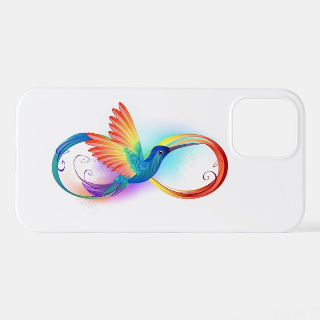 Rainbow Hummingbird with Infinity symbol iPhone Case (Back Horizontal)