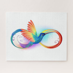 Rainbow Hummingbird with Infinity symbol Jigsaw Puzzle
