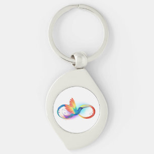 Rainbow Hummingbird with Infinity symbol Keychain