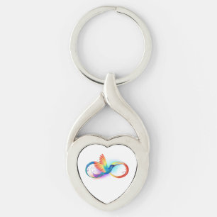 Rainbow Hummingbird with Infinity symbol Keychain