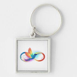 Rainbow Hummingbird with Infinity symbol Keychain