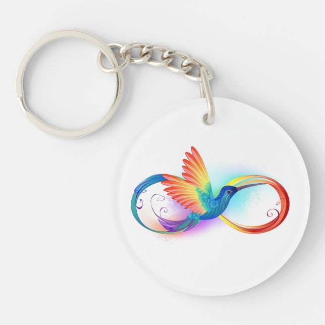 Rainbow Hummingbird with Infinity symbol Keychain (Front)