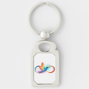 Rainbow Hummingbird with Infinity symbol Keychain
