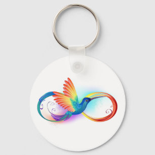 Rainbow Hummingbird with Infinity symbol Keychain