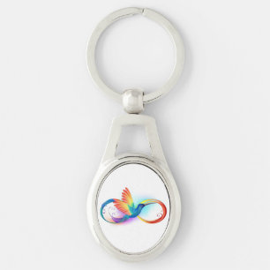 Rainbow Hummingbird with Infinity symbol Keychain
