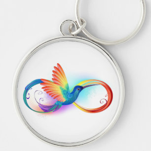 Rainbow Hummingbird with Infinity symbol Keychain