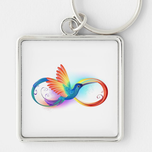 Rainbow Hummingbird with Infinity symbol Keychain (Front)