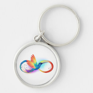 Rainbow Hummingbird with Infinity symbol Keychain
