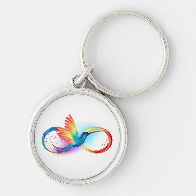 Rainbow Hummingbird with Infinity symbol Keychain (Front)