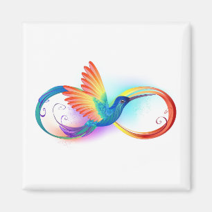 Rainbow Hummingbird with Infinity symbol Magnet
