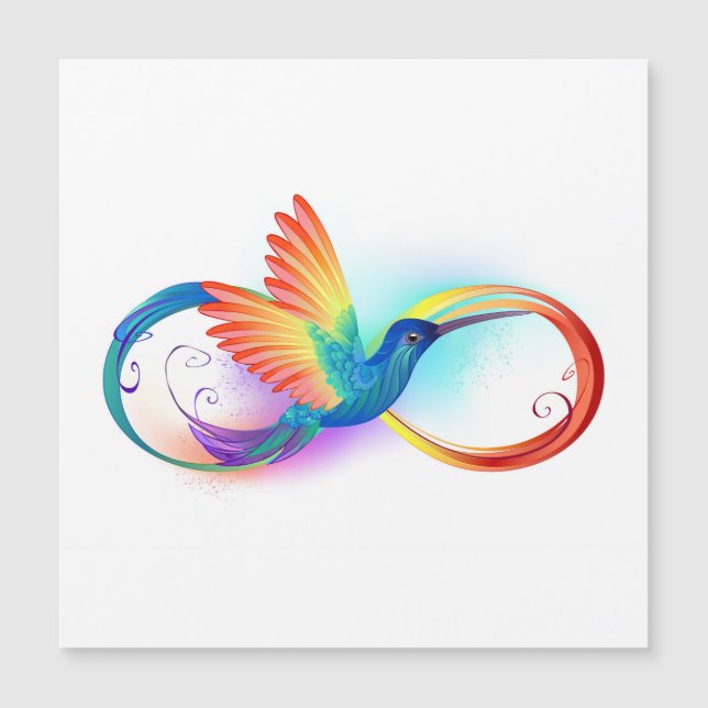 Rainbow Hummingbird with Infinity symbol Magnetic Invitation (Front)