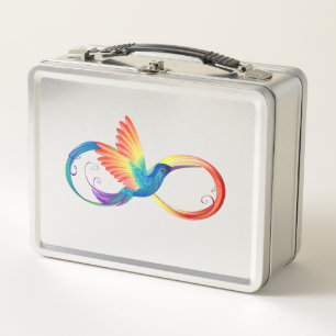 Rainbow Hummingbird with Infinity symbol Metal Lunch Box