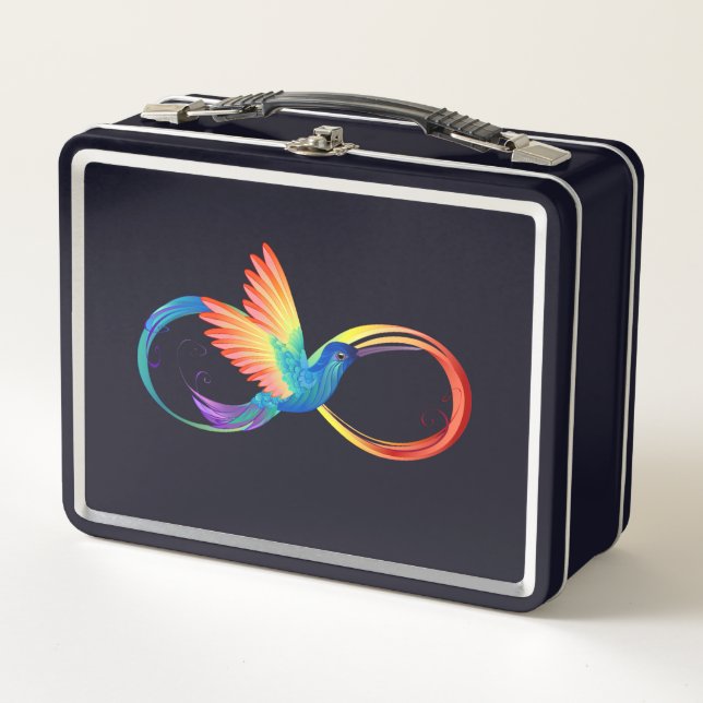 Rainbow Hummingbird with Infinity symbol Metal Lunch Box (Front)