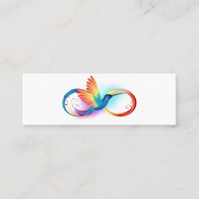 Rainbow Hummingbird with Infinity symbol Mini Business Card (Front)