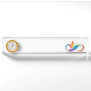 Rainbow Hummingbird with Infinity symbol Nameplate