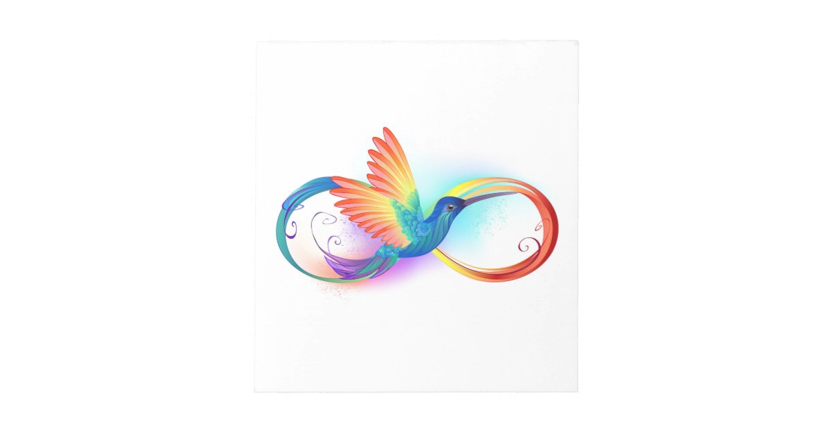 Rainbow Hummingbird with Infinity symbol Notepad | Zazzle