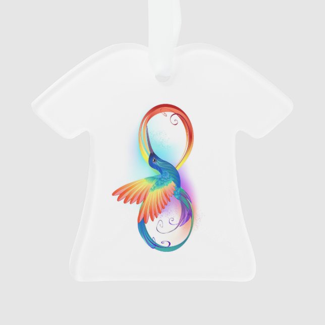 Rainbow Hummingbird with Infinity symbol Ornament (Front)