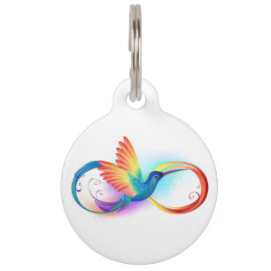 Rainbow Hummingbird with Infinity symbol Pet Tag