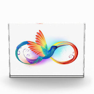 Rainbow Hummingbird with Infinity symbol Photo Block
