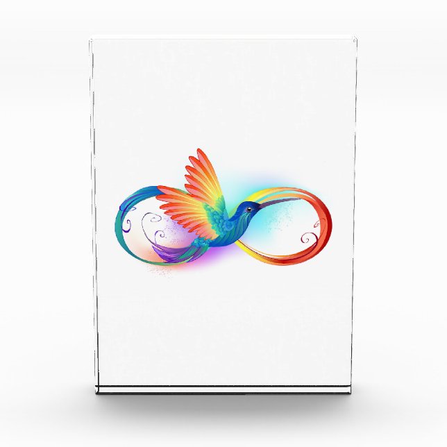 Rainbow Hummingbird with Infinity symbol Photo Block (Front)